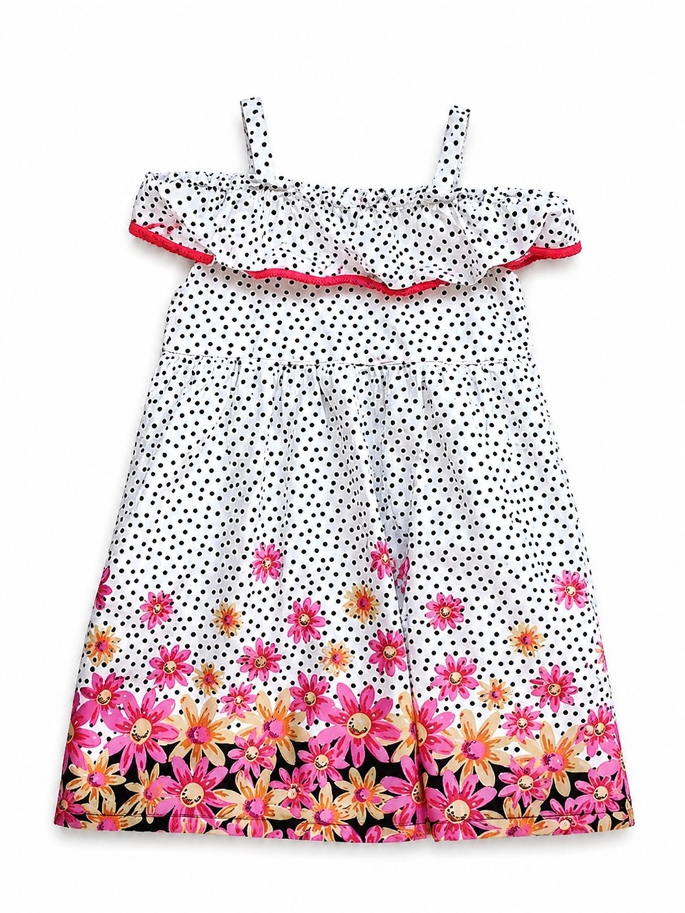 Penelope Mack Girls 3T Floral Polka Dot Ruffle Sundress